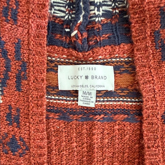 Lucky Brand Rust Geometric Cardigan - Picture 2 of 11